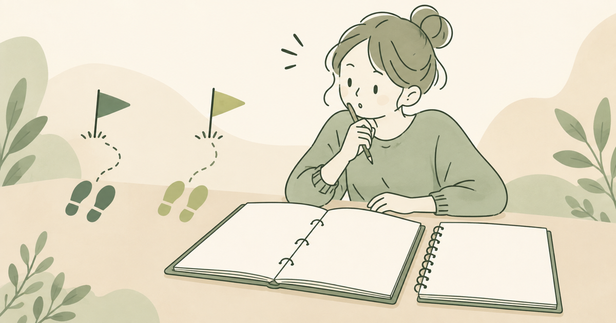 2人分の足あとがあるのに、名簿には誰も書かれていないことに気づいて驚いている人のイラスト